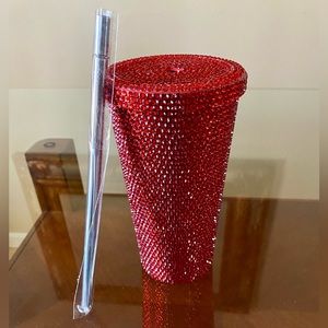 New Red 16 oz Stainless Steel Bling Rhinestone Tumbler Cup